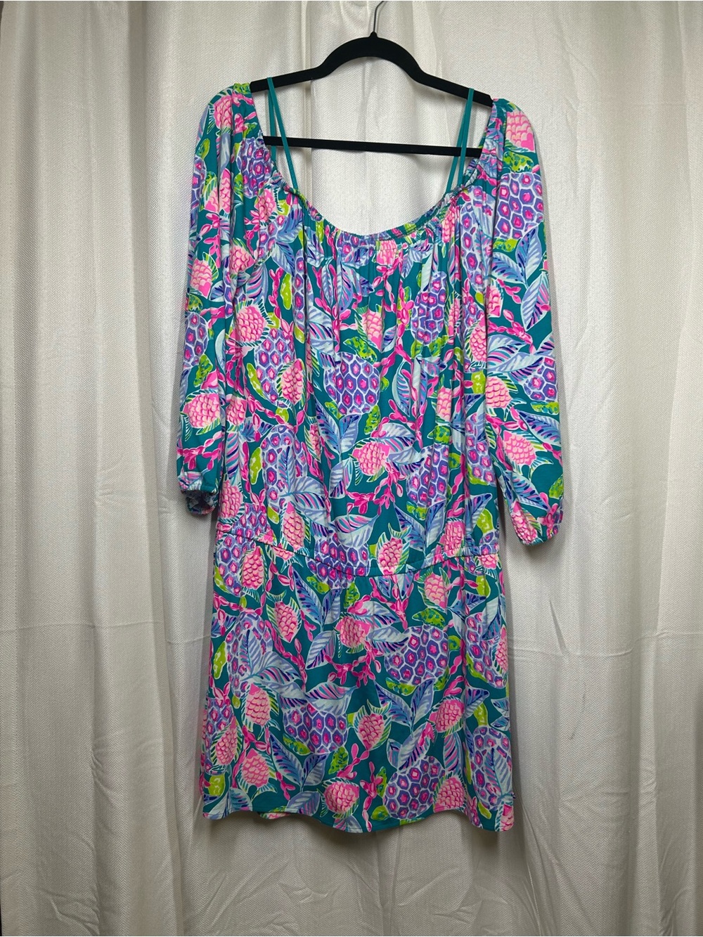Lilly Pulitzer Lana Skort Romper Maldives Green Turtle Wave Size XL Scoop Neck